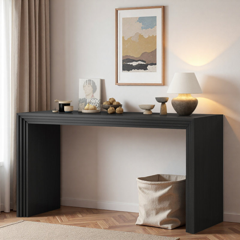 Console de style moderne avec un design rayé unique, Noir