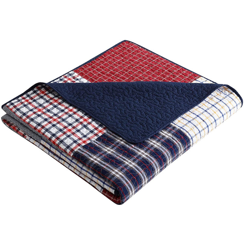 Washed Cotton Quilted Patchwork Throw Blanket, 50" x 70"
