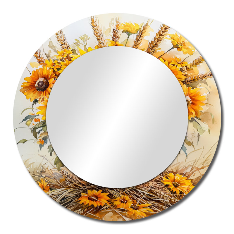 Sunflowers Golden Harvest Arrangement I - Miroir mural décoratif floral - imprimé sur métal, 23 po x 23 po