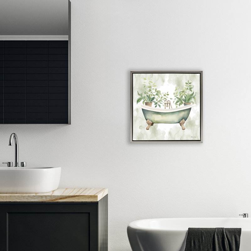 Oasis de bain avec cadre flottant de verdure, design par Nicole DeCamp, Cadre flottant gris lustré, H 18 po x l 18 po