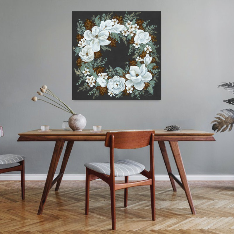 Couronne contemporaine avec art Magnolia, H 32 po x l 32 po