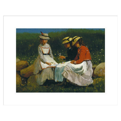 «Girls in a Landscape» par Winslow Homer, impression giclée sur cadre