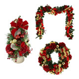 Holiday Hydrangea Bundle Ft. 26" Wreath, 6' Garland, And Decorative Tree