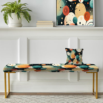 Cosmic Simplicity - Geometric Upholstered Gold Bench