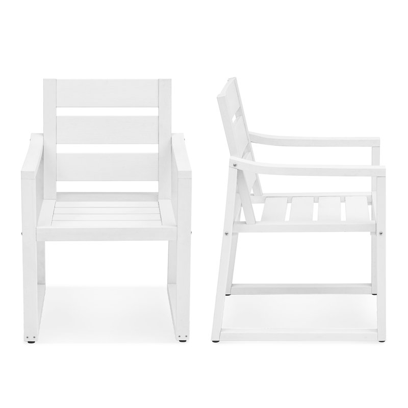 Ensemble de 2 chaises de patio pour salle à manger avec matériau HDPS, Blanc