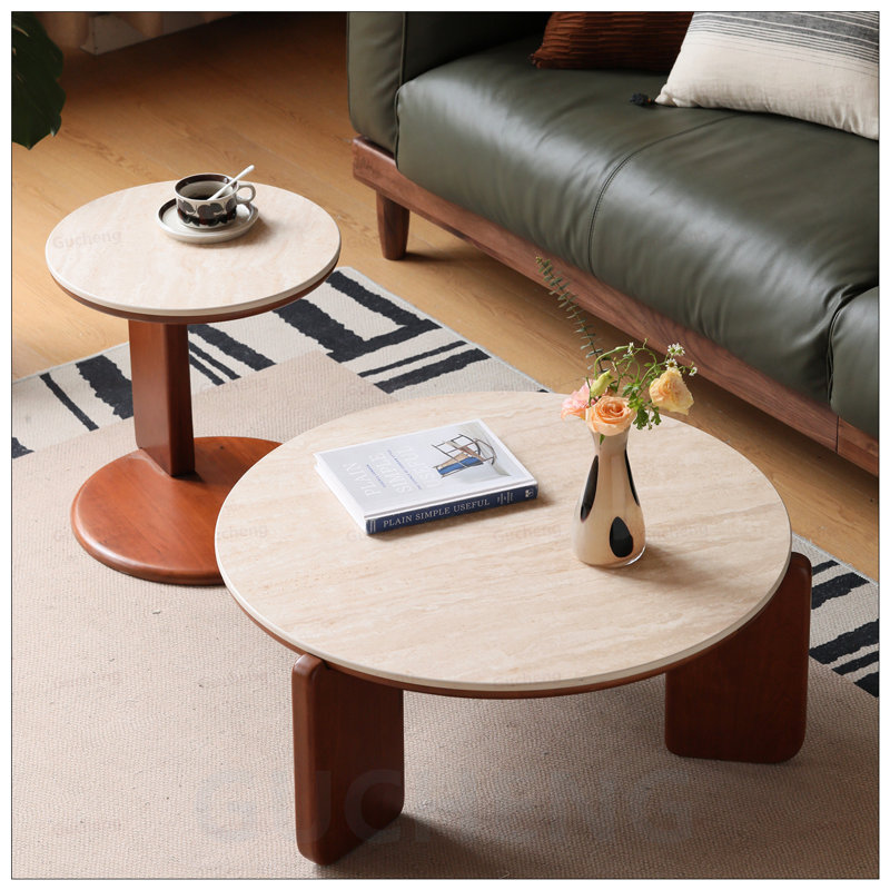 Table basse surélevée 100% en bois massif avec plateau supérieur