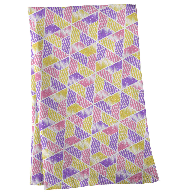 Serviette à thé trapézoïdals Mcguigan, Polyester sergé, Rose / Mauve / Jaune