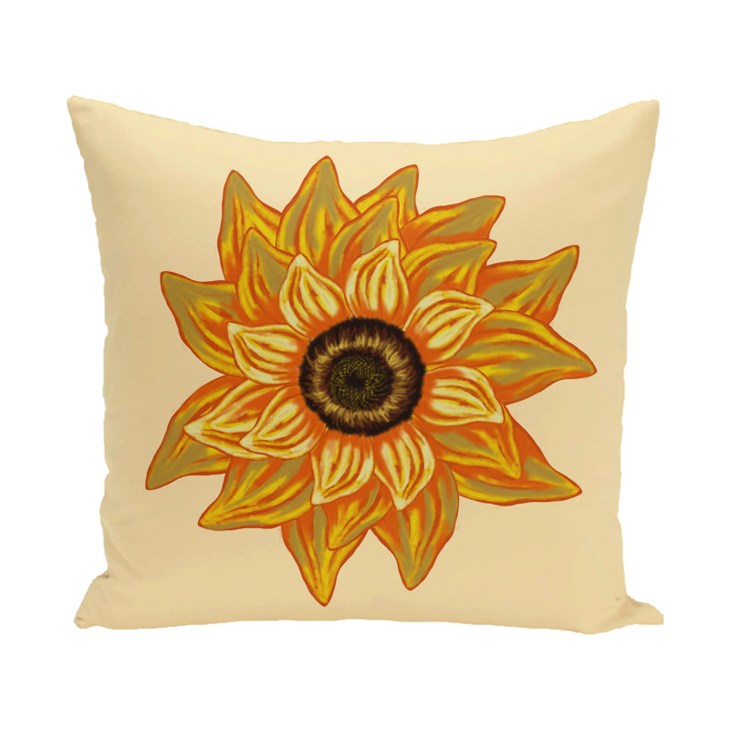 Floral Reversible Throw Pillow, 16" H x 16" W, Yellow