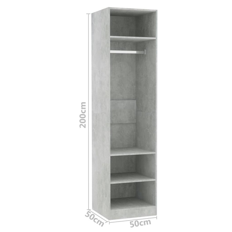 Abhainn Solid + Manufactured Wood Wardrobe, Concrete Grey