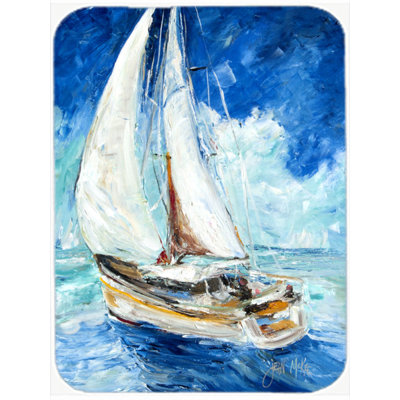 Caroline's Treasures Sailboats Glass Cutting Board