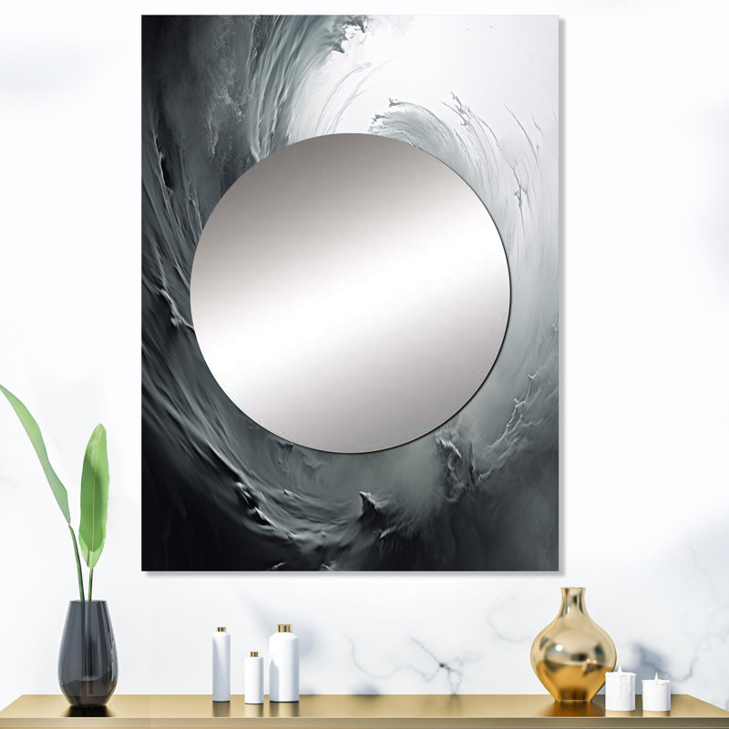Grey Turbulent Turn Spiral - Abstract Spirals Mirror Wall Decor MTMIR106223, 40" x 30"