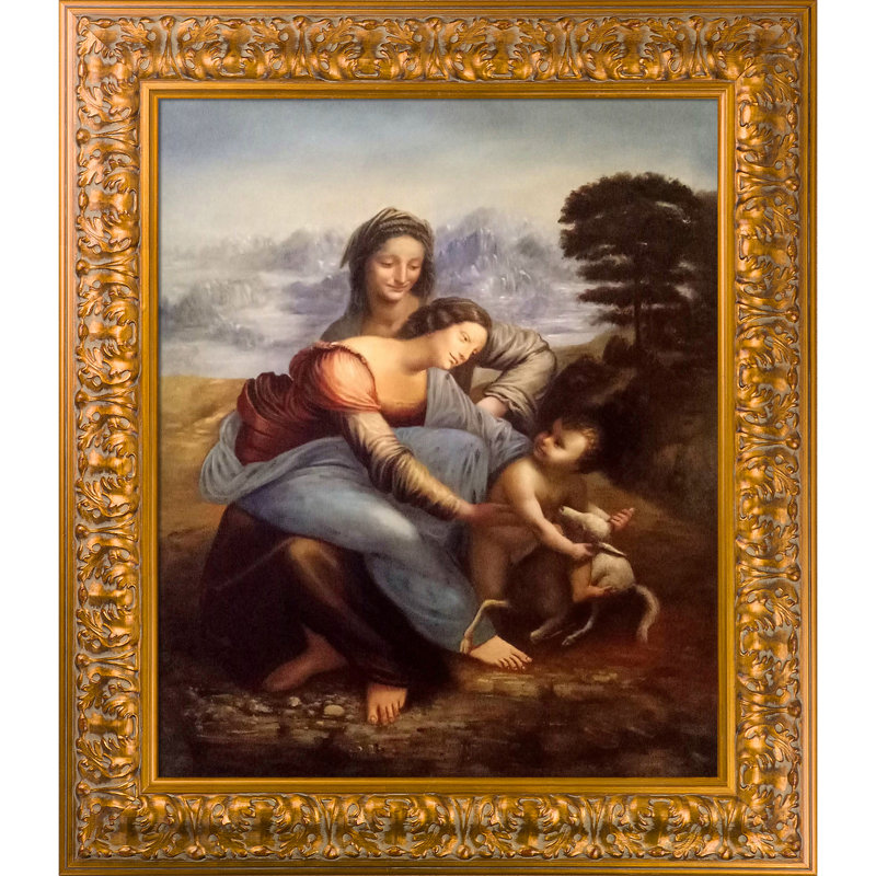 "La Vierge et l'enfant" par Leonardo Da Vinci - Reproduction d'art sur toile encadrée, H 27 po x l 31 po x P 2 po