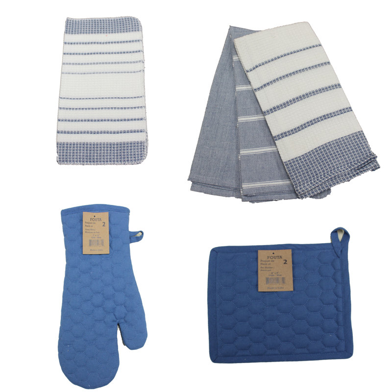 Ensemble de literie 4 pièces cuisines, Bleu