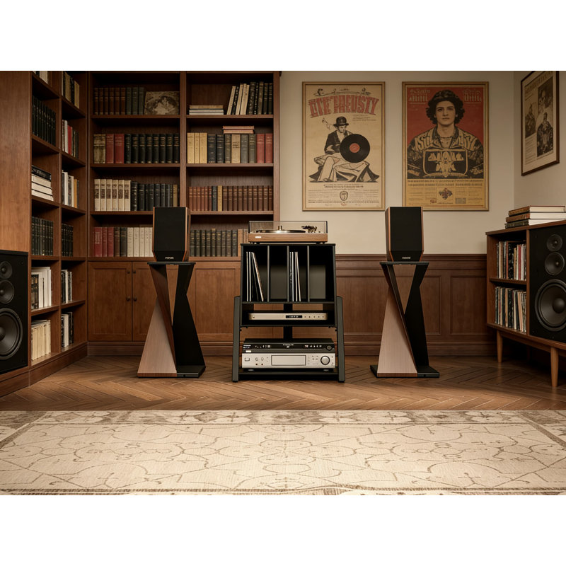 Record Player Stand With Vinyl Storage, Turntable Entertainment Center Holds Up To 120 Records, Sturdy Multi-Tier Design For Living Room