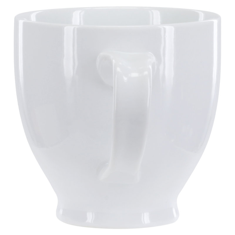 White Ceramic Round Indented Handle Mug Set, 17-Ounce