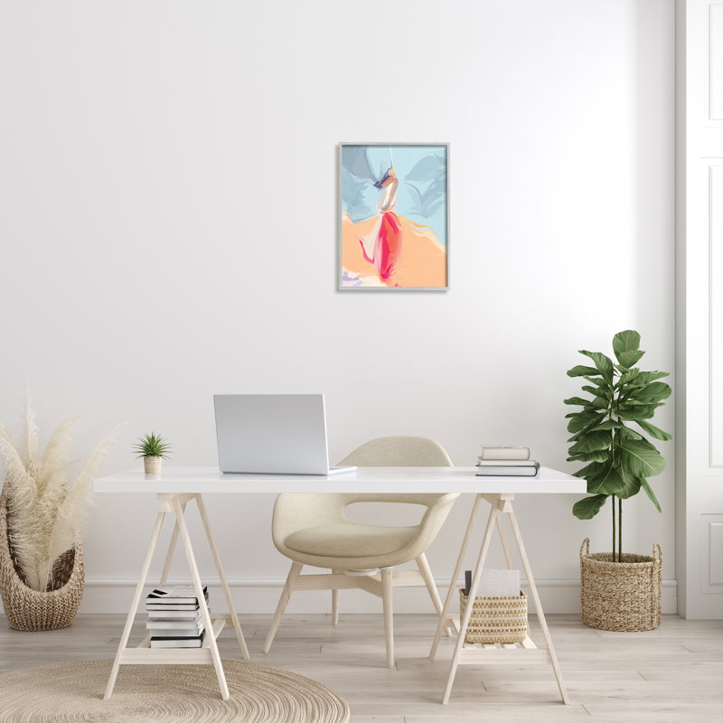 Mouvement abstrait dansant rose bleu orange, Estampe numérique Farmhouse, H 20 po x l 16 po
