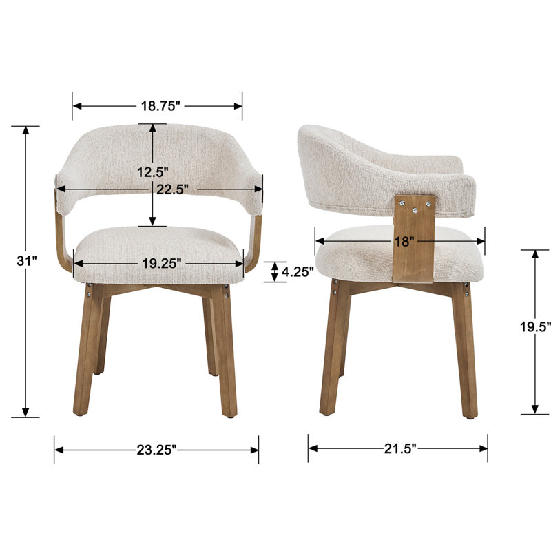 Modern 5-Piece Round Brown Dining Set With Upholstered Chairs With Backrest And Armrests, Fit For 4 People, Beige, Tan