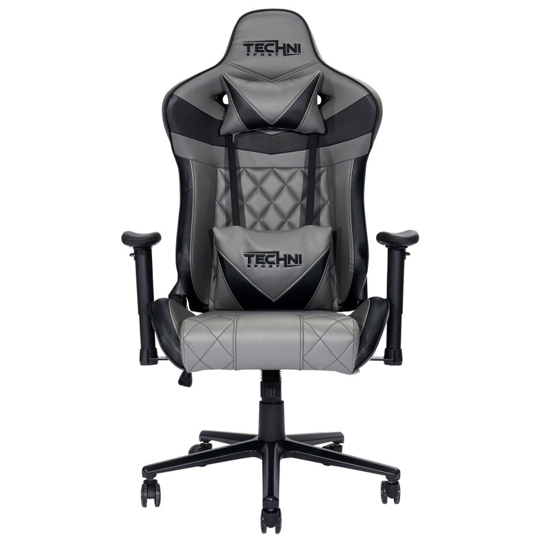 Techni Sport Adjustable Reclining Ergonomic Swiveling PC & Racing Game Chair in Gray