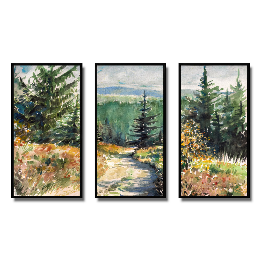 " Little Road In Mountain Landscape " by Designart 3 - Pieces Loon Peak® Frame 