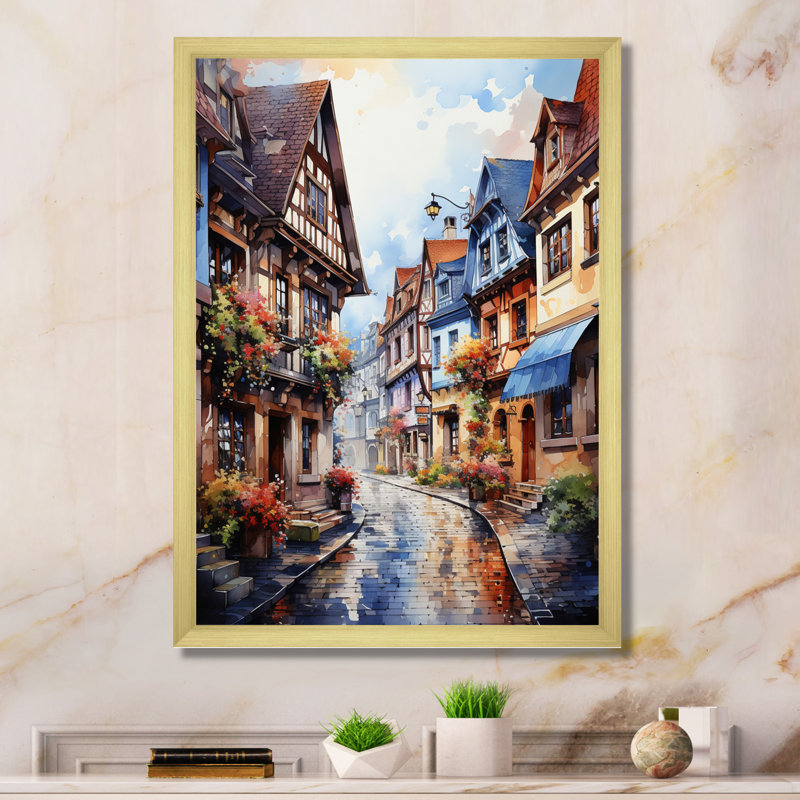 Décoration murale française pittoresque des rues de Colmar III - paysages urbains, H 32 po x l 16 po x P 1 po