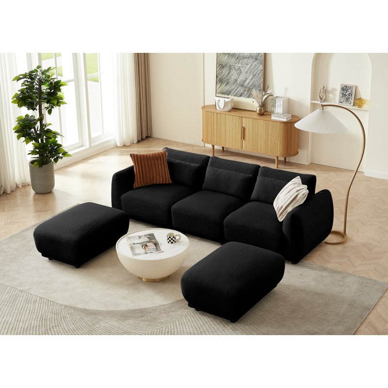 Upholstered 99.9'' Sofa, Black Wool