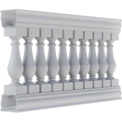 Fiberthane 700 Series Parkland Unassembled Balustrade Railing Kit, 32 1/2" Overall Height x 5'L. Kit includes (8) 5"W x 20"H Parkland Balusters, (1) 60"L Top Rail, (1) 60"L Bottom Rail, (4) Railing Installation Brackets