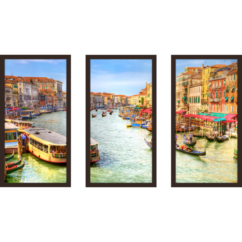 « venice, italie », ensemble de 3 impressions encadrées, H 25,5 po x l 40,5 po x P 1 po