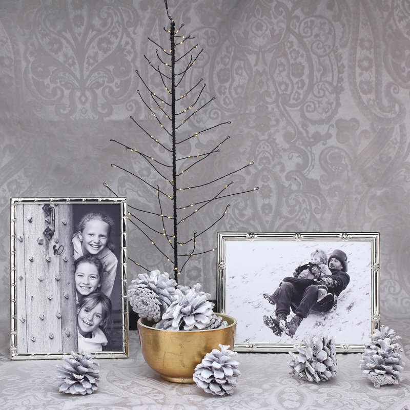 Cadre photo en bambou, 4 po x 6 po, Plaqué argent