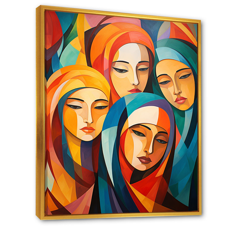 Jaune et orange, prière de l'islam, culture 6 - Art mural, Cadre flottant doré, H 32 po x l 16 po x P 1 po