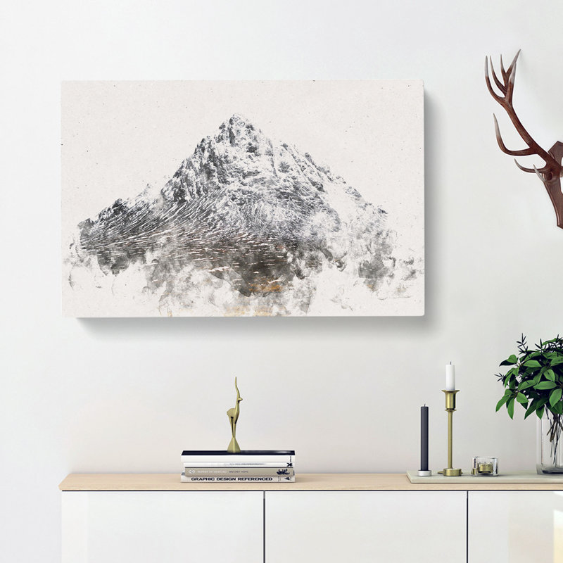 Mountain In Scotland Watercolour - Wrapped Canvas Print, 60cm H x 91cm W x 3cm D
