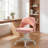 Teddy Fleece Vanity Chair on Wheels, Swivel Armless Makeup Chair with Curved Hollow Back-1763415394