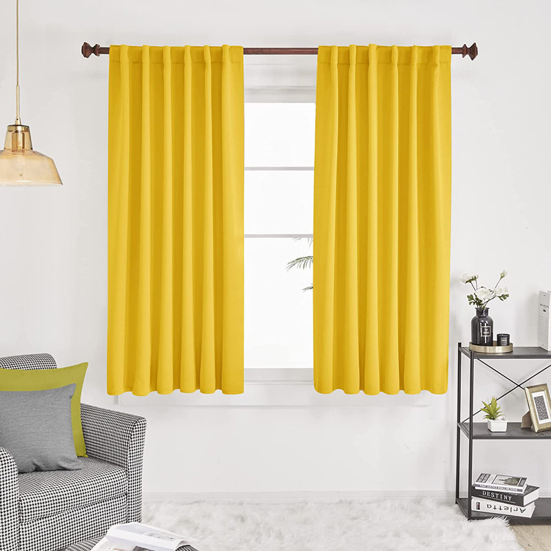 Harue Curtain Pair, 52" W x 54" L, Mellow Yellow