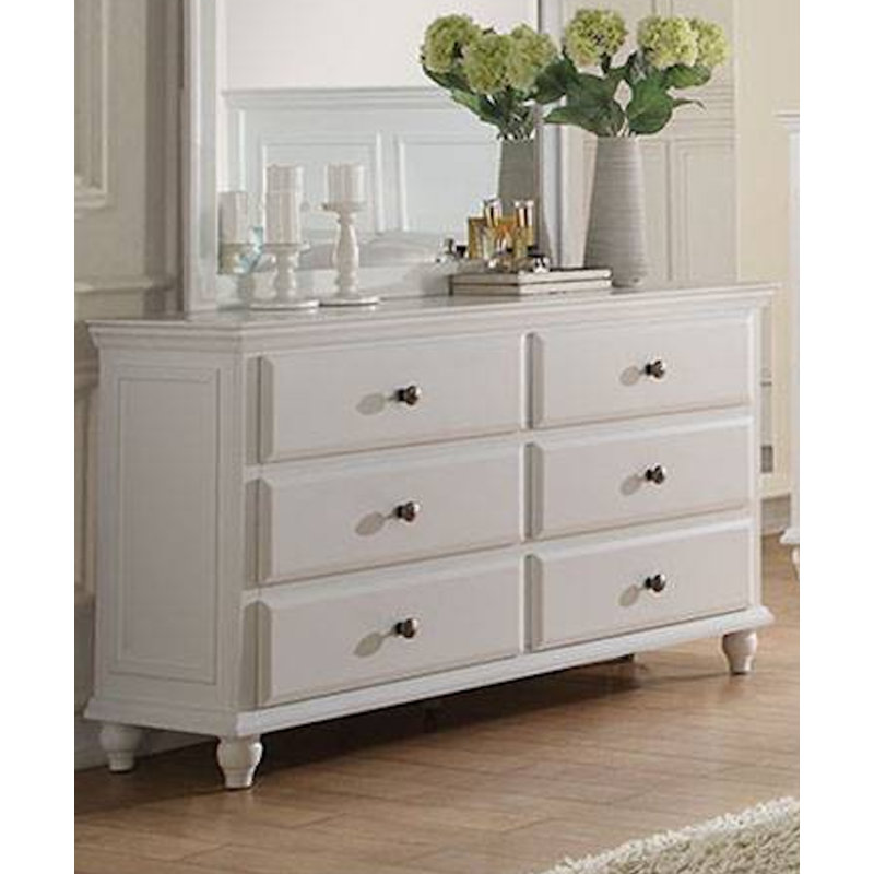 Commode double 6 tiroirs l 58 po, Blanc
