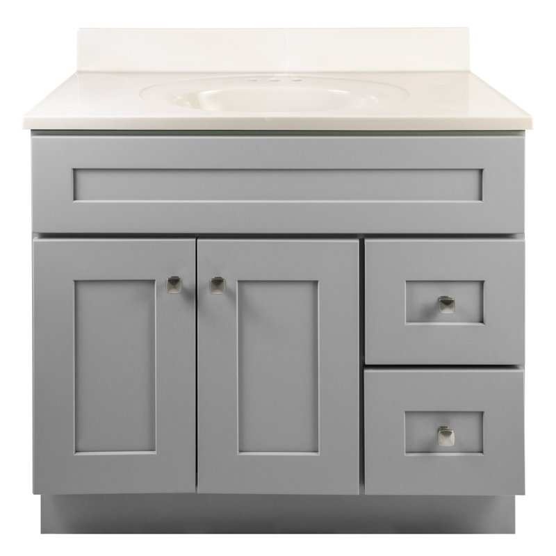Brookings 37 Inch Bathroom Vanity with Top, Ready to Assemble, Painted Sherwin Williams– Design House, 597815, Gray