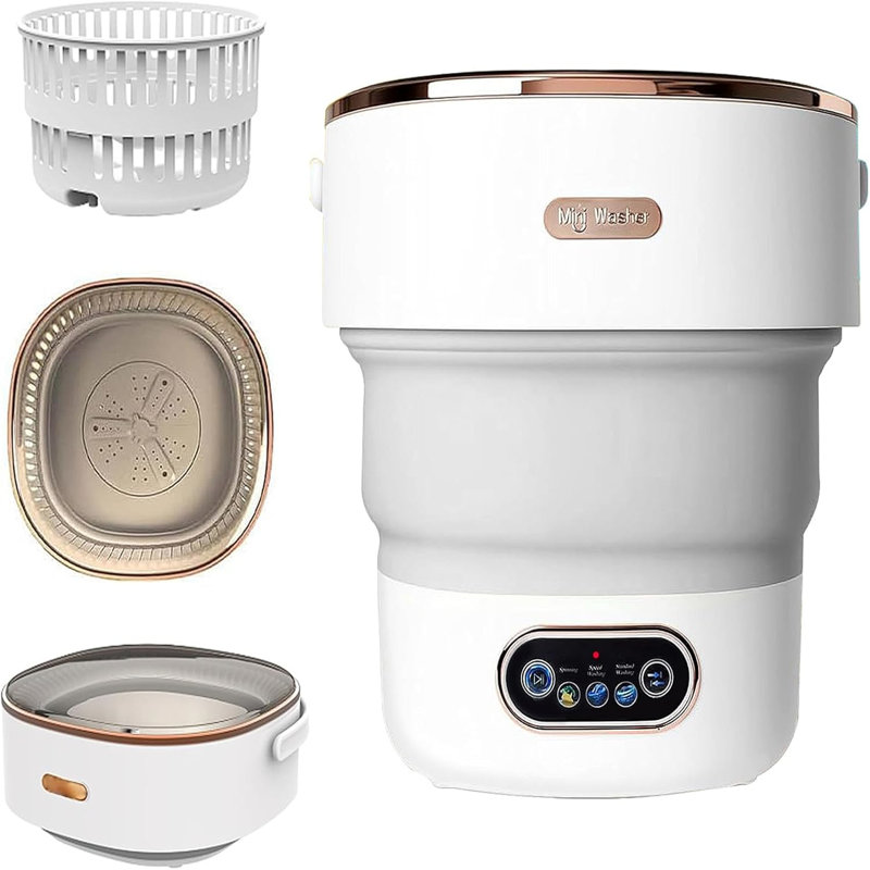 Portable Washing Machine, Foldable Mini Compact Washer with Dehydration & Drain Function, Blue Light Care for Underwear Baby Clothes Socks