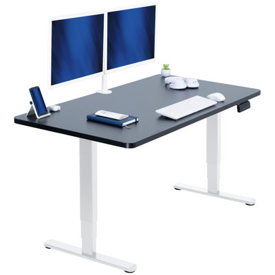 VIVO Electric 60" x 24" Stand Up Desk, White Dry Erase Table Top, Black Frame