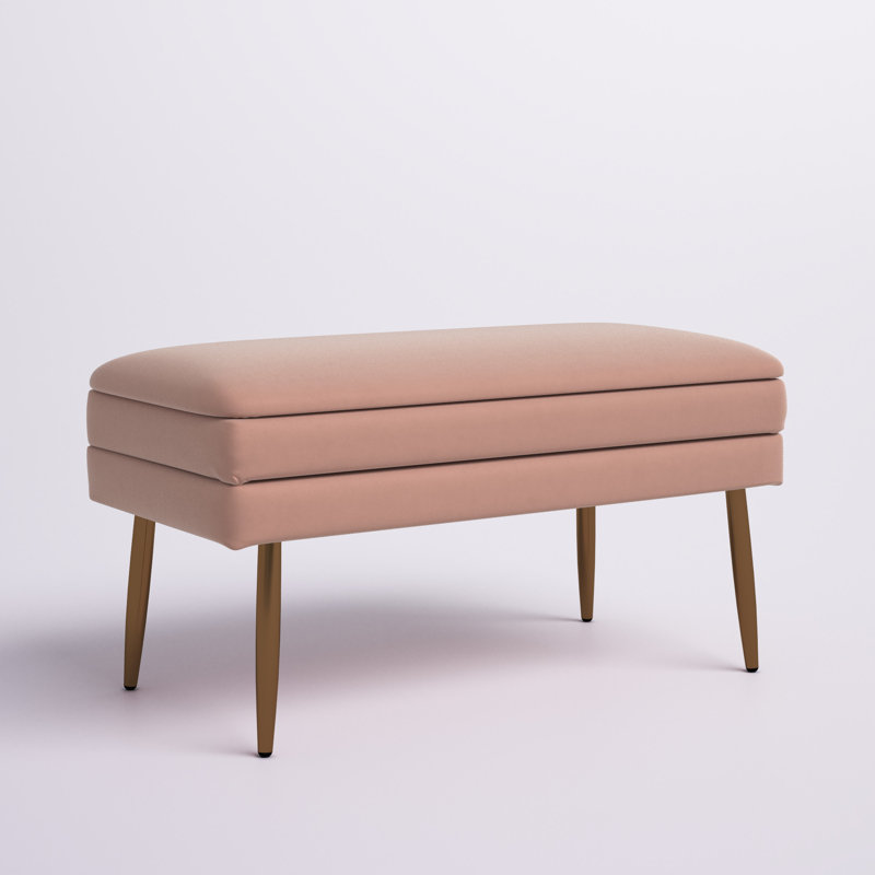 Banc de rangement rembourré et amovible Grayton, Velours rose