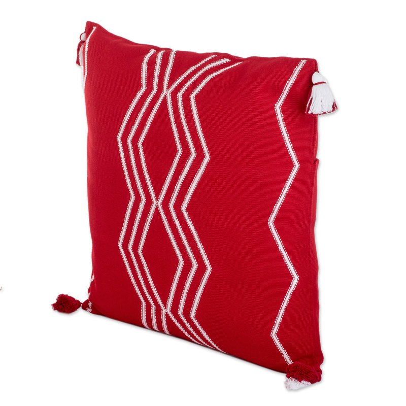Housse de coussin en coton Novica, Rouge