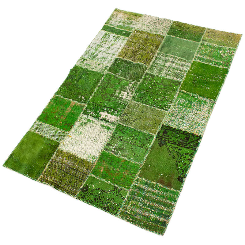 Tapis de zone verte en laine 4 pi 9 po x 7 pi 3 po one-of-kind transition handwoven à tissage plat Bransouze