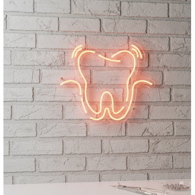  | Enseigne néon «Tooth Design» | Fabriqué avec des tubes néon personnalisés de haute qualité avec un éclairage uniforme et lumineux pendant plus de 50 000 heures sans décoloration ni scintillement | 20 po x 24 po | Orange