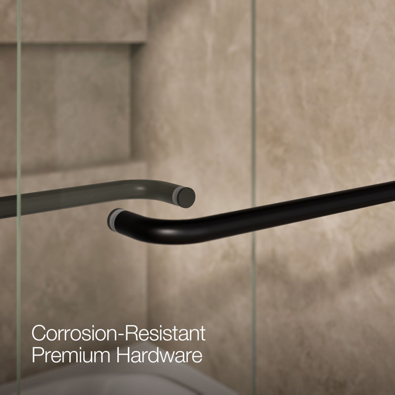Levity 59.63" x 62" Bypass Bath Door with CleanCoat® Technology, Clear, Matte Black