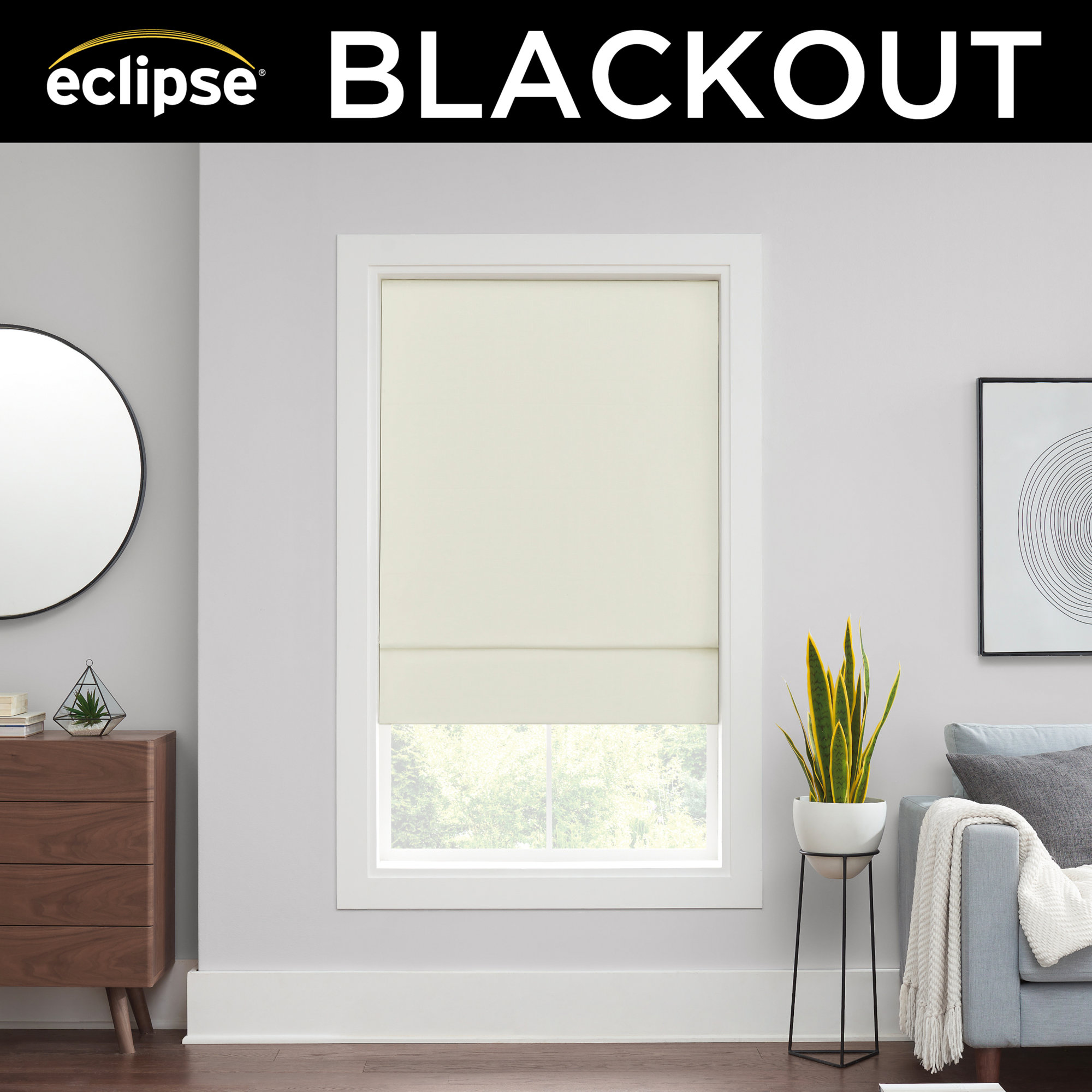 Eclipse Kylie Blackout Roman Shade, Ivory, 23"W x 64"L