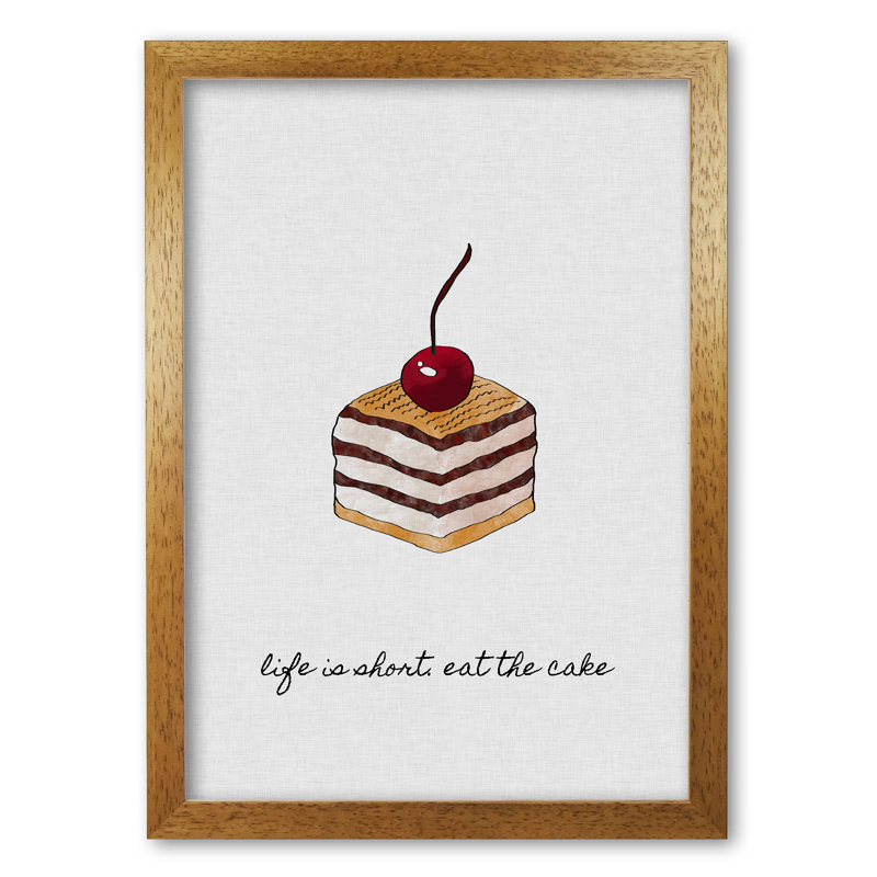 Life Is Short - Print, 60 cm H x 42 cm W x 5 cm D, Honey Oak Frame