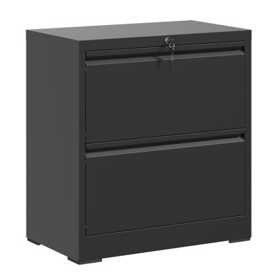 2 Drawer Black Metal Lateral File Cabinet, Rust - Steel, Bearing Full Suspension Drawers, Accommodates Multiple Sizes, Tipping, Easy Assembly Steel Filing Cabinet For Home Office, , Silent Slide