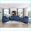 Chaise de salon moderne en polyester texturé bleu simple - structure en bois massif, accoudoirs coussinés, capitonnage à rainures | Bleu | Bois massif | Accoudoirs coussinés