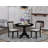 3 Piece Kitchen Table Set Contains a Round Dining Table with Pedestal and 2 Shitake Linen Fabric Upholstered Chairs, 42x42 Inch, Wirebrushed Black-243208376-243208356-243208353