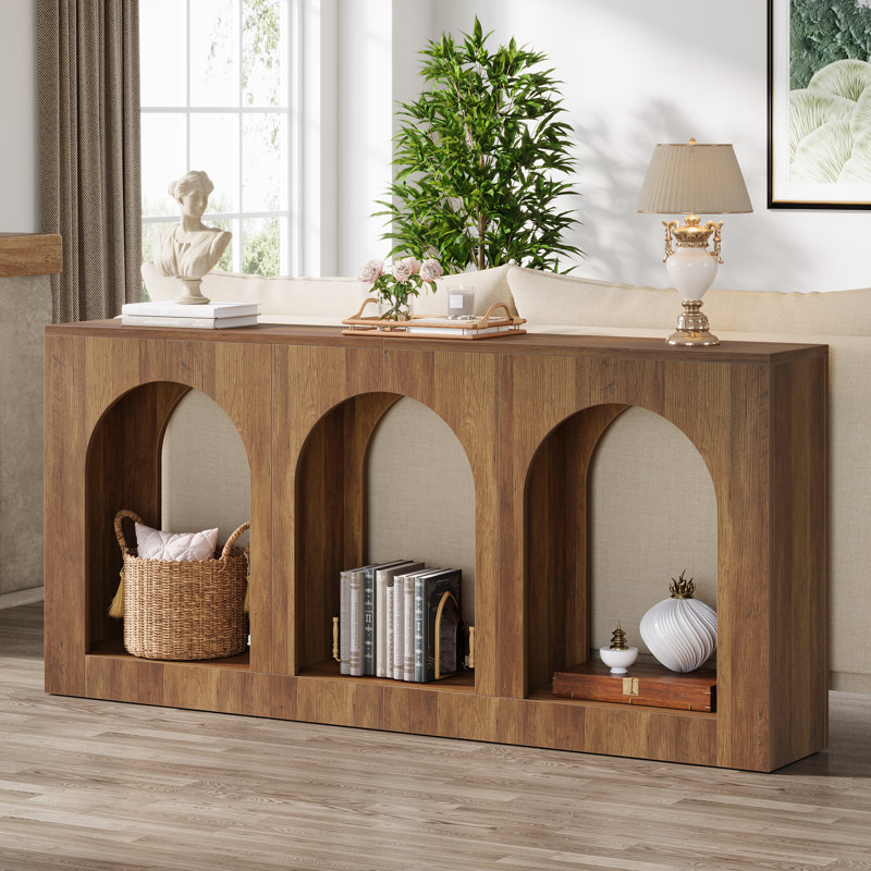 Console 70,9 ", table d'entrée en bois avec rangement, Brun