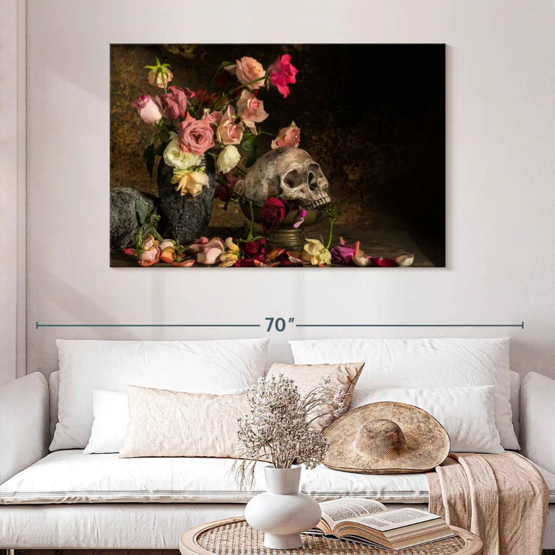 Crâne floral élégant, H 32 po x l 48 po
