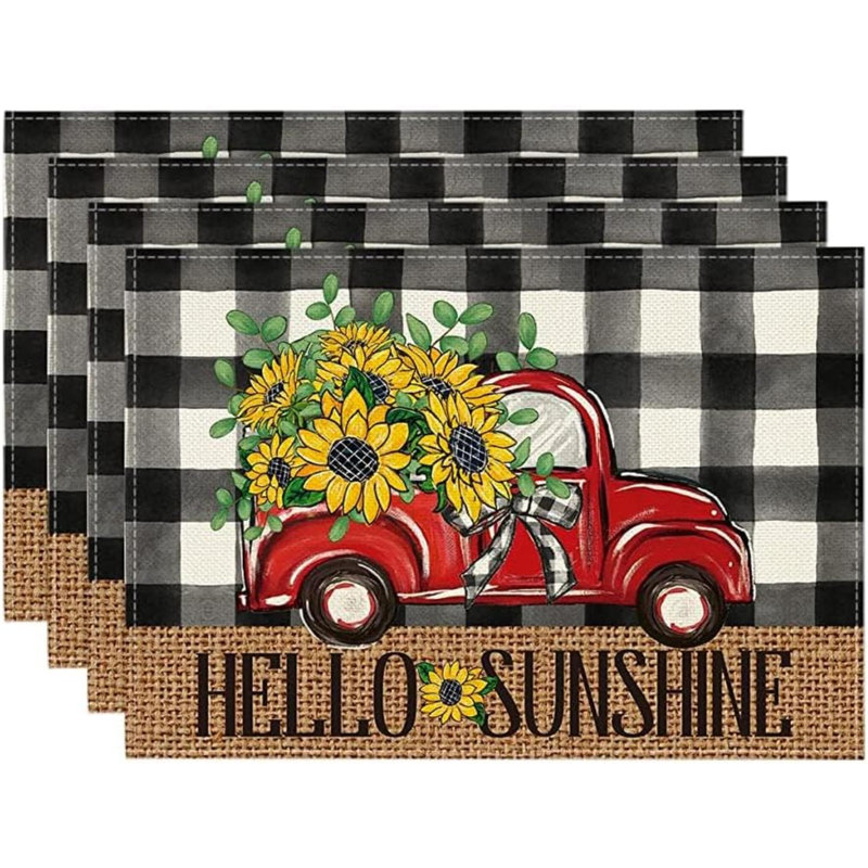 Katti Polyester Blend Rectangle Placemat, Black/White