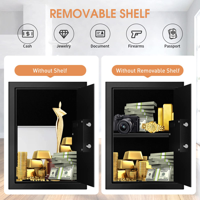Black 3.0 Cubic Feet Digital Fireproof Safe with Electronic Keypad